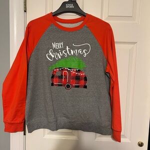 Merry Christmas Red and Gray Sweatshirt NWOT